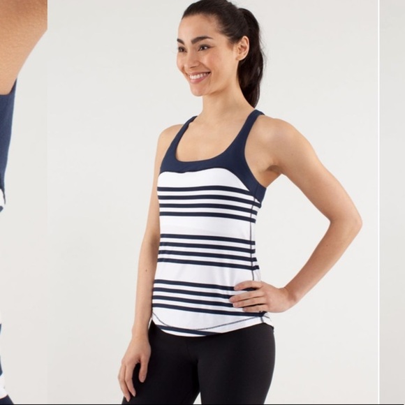 Lululemon First Base Run Tank Ocean Quiet Stripe - Picture 4 of 6